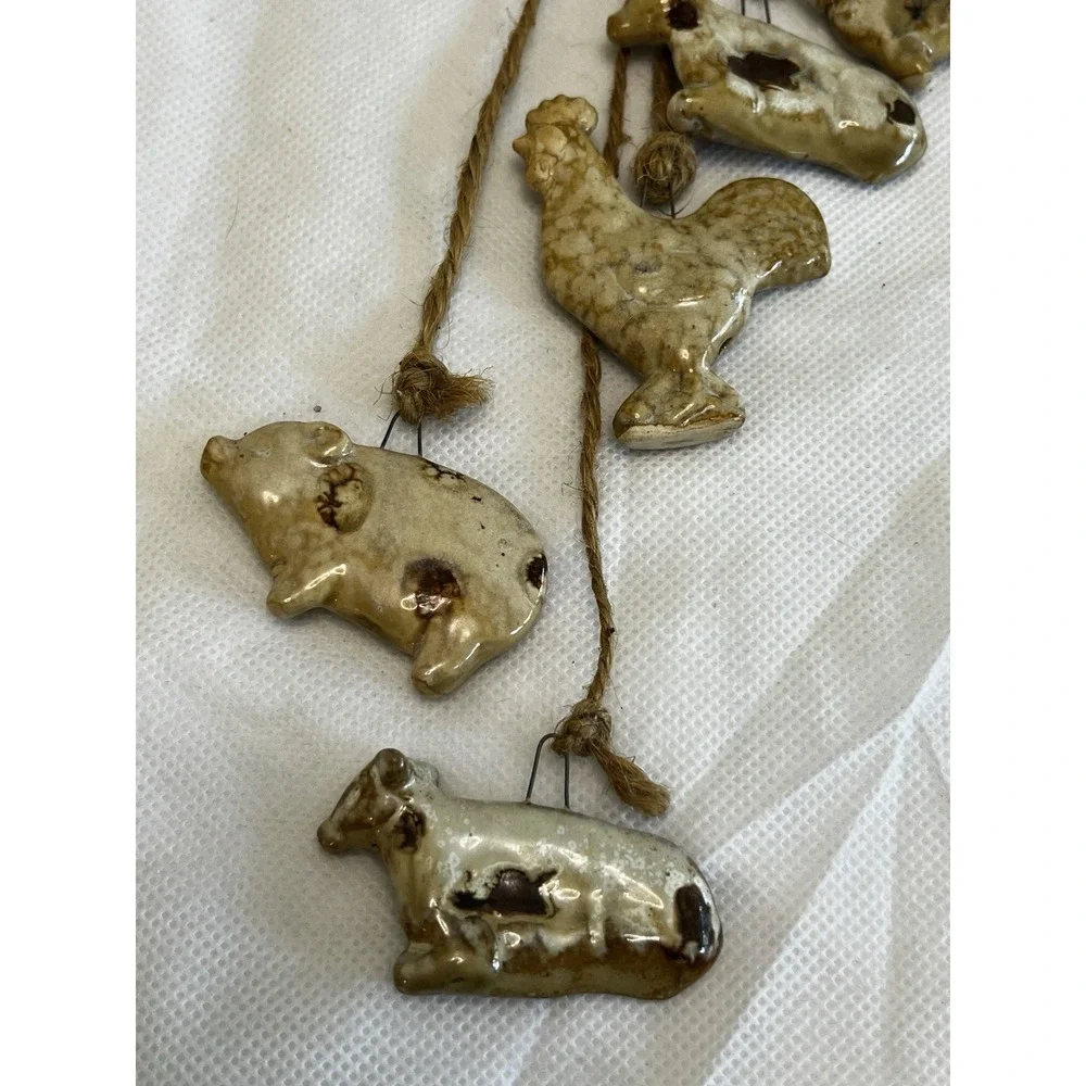 Vtg Farm Animal Wind Chime Rustic Farmhouse Primitive Country Kitchen Whimsical